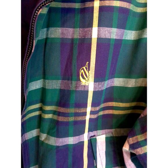 Vintage Nautica Reversible Bomber Blue Plaid Windbreaker Size Medium - Picture 3 of 12
